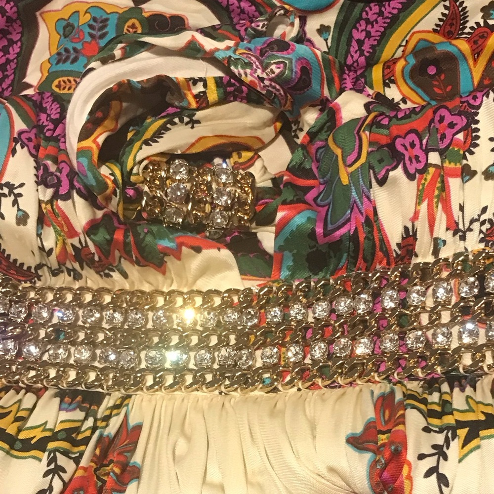 SKY Elegant Multicolor Paisley Dress Rhinestone Accents - Picture 8 of 12